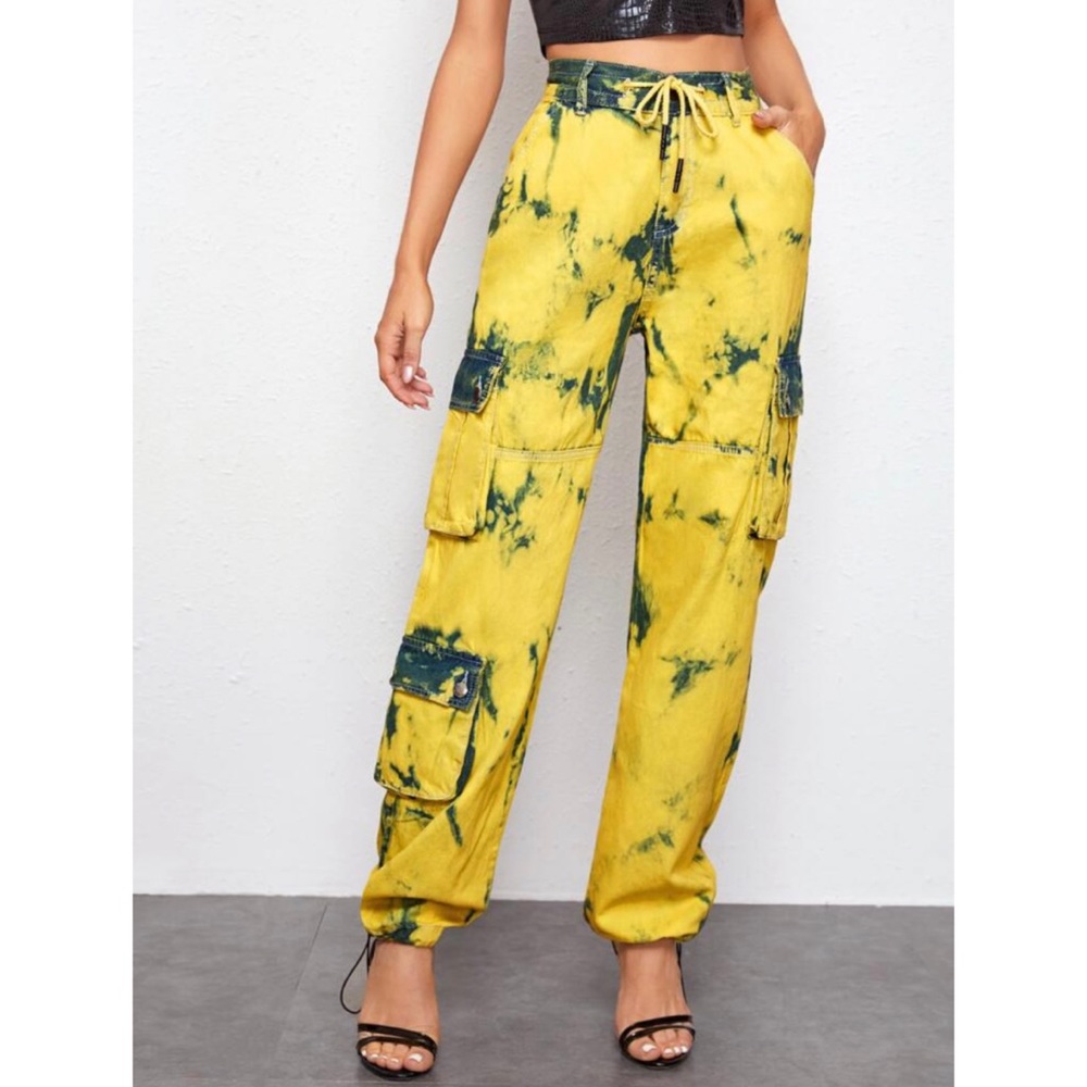 Tie dye high waisted cargo pants